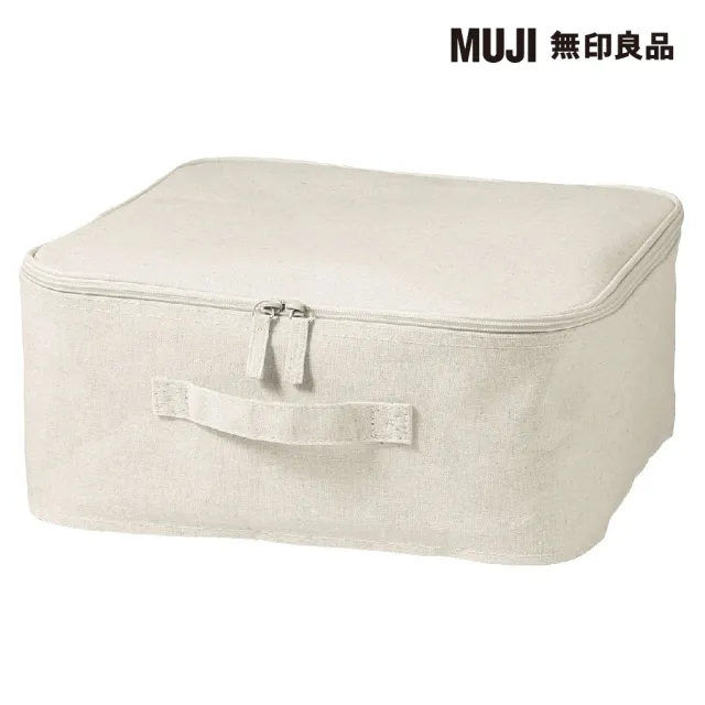 【MUJI 無印良品】聚酯纖維麻收納箱/正方形/小/附蓋(約寬35×深35×高16 cm)