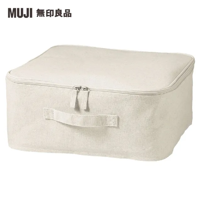 【MUJI 無印良品】聚酯纖維麻收納箱/正方形/小/附蓋(約寬35×深35×高16 cm)