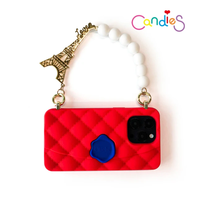 【Candies】iPhone 14 Pro 適用6.1吋 經典小香風晚宴包手機殼(巴黎-紅)