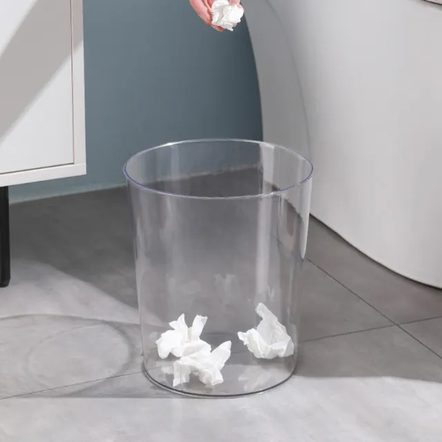 【Dagebeno荷生活】PET材質簡約透明大口徑垃圾桶 無蓋式分類回收桶(小號3入)