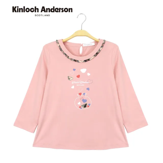 【Kinloch Anderson】金安德森女裝 荷葉邊圓領愛心許願瓶俏皮印花上衣T恤(粉紅/芥末)