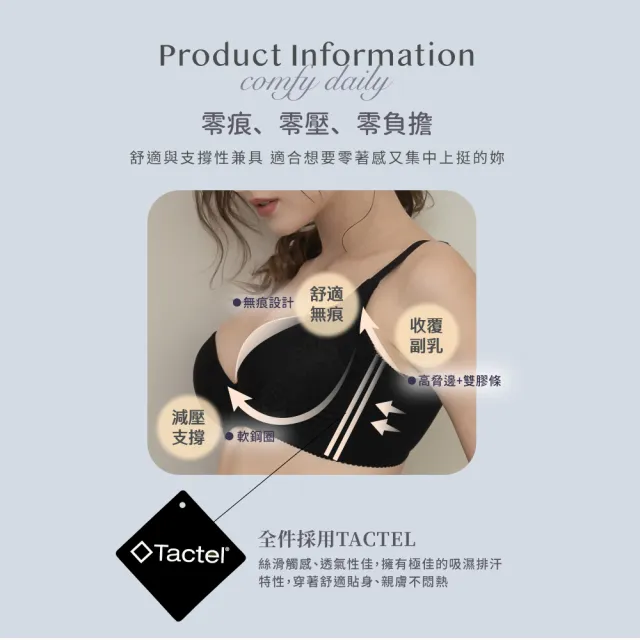 【Clany 可蘭霓】台灣製 無痕蕾絲軟鋼圈透氣集中BCD罩杯調整型涼感內衣(8031-63 經典黑)