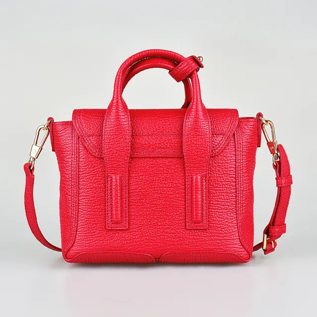 【3.1 Phillip Lim】3.1 Phillip Lim  Pashli 燙金LOGO金扣小牛皮手提斜背包(迷你/紅)