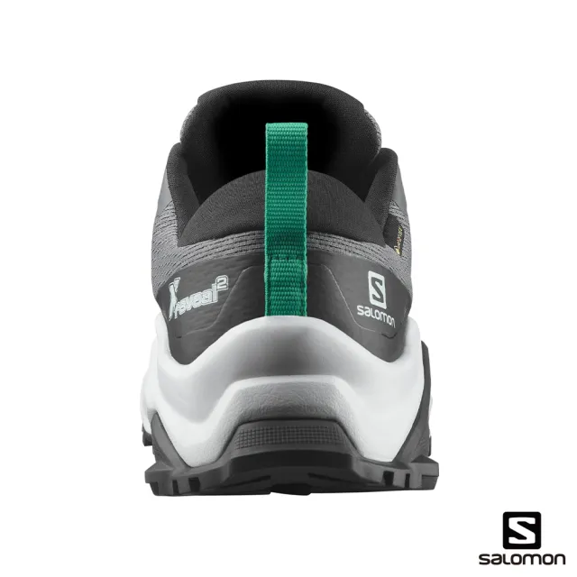 salomon官方直營 女 X REVEAL 2 Goretex 低筒登山鞋(靜灰/黑/薄荷葉綠)