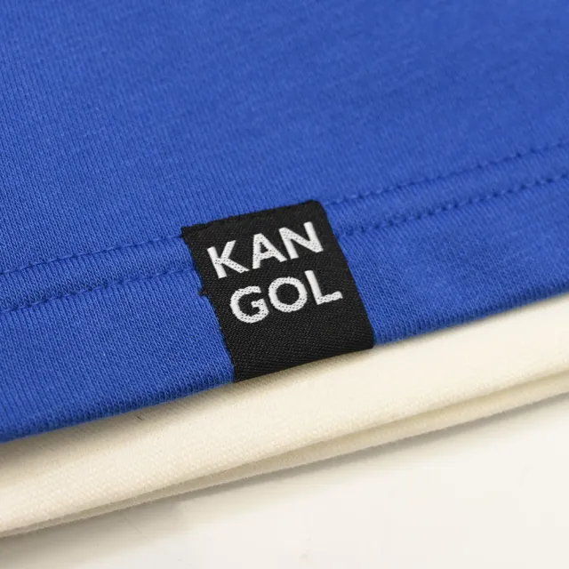 【KANGOL】長袖 帽T 寶藍色 小LOGO 假兩件 男女(6255100882)