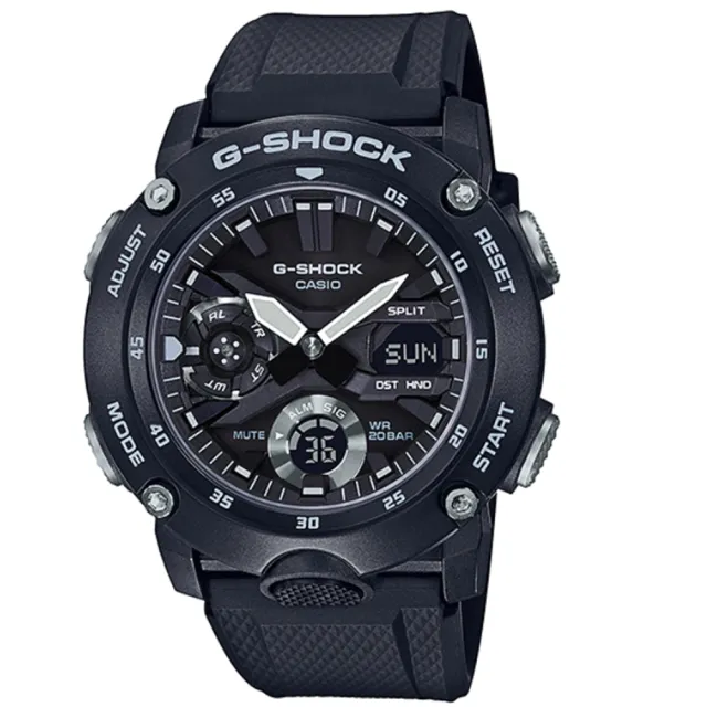 【CASIO 卡西歐】G-SHOCK 雙顯手錶GA-2000S-1A-黑/51.2mm