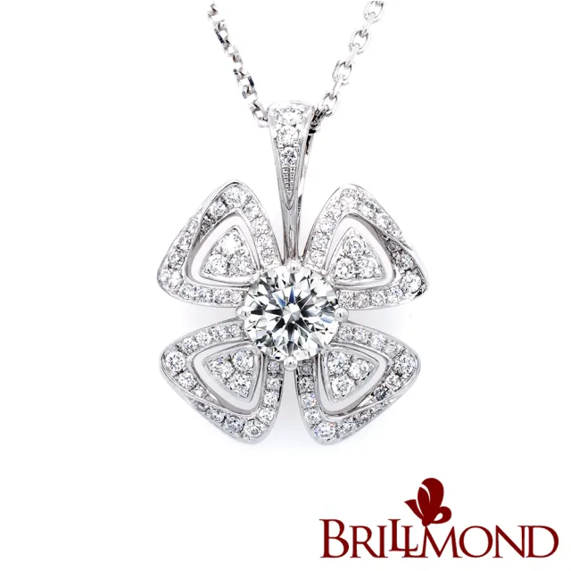 【BRILLMOND JEWELRY】GIA 天然鑽石 1克拉 E/VS1 3EX 無螢光 鉑金 花鑽墜(E/VS1 3EX NONE PT950鉑金台)