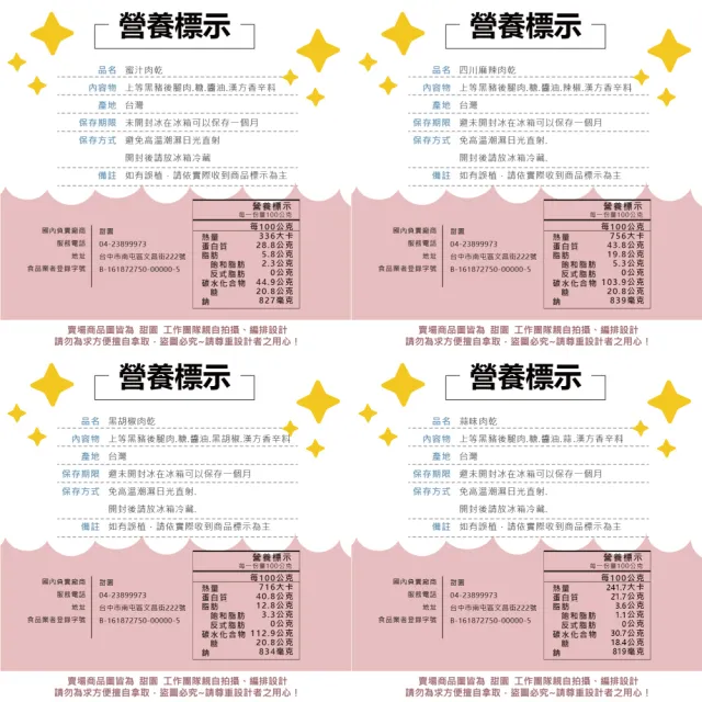 【甜園】蜜汁豬肉乾-3包入★經典原味/黑胡椒/四川麻辣/蒜味(肉乾 台灣豬 蜜汁肉乾 接單現烤)