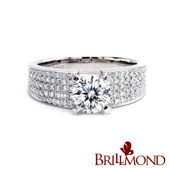 【BRILLMOND JEWELRY】GIA 1克拉 E/VS1 3EX 無螢光 鉑金 微鑲鑽戒(E/VS1 3EX NONE PT950鉑金台)