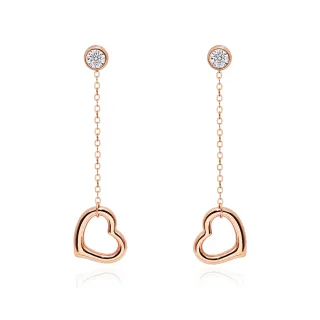 【King Star】18K玫瑰金泡泡X愛心垂墜天然鑽石耳環(3種配戴方式)