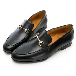 【GEORGE 喬治皮鞋】Berwick 西班牙進口-經典素面馬蹄釦皮底樂福鞋 -黑235016KM-10