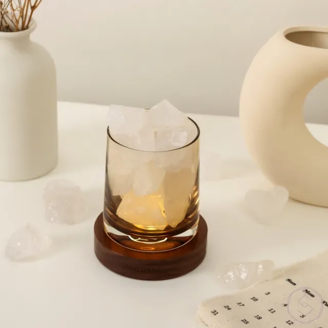 【SPANCONNY 飾品控】聚財自信 l 白水晶 / 黑胡桃木燈座 l 水晶氣氛燈(桌燈/小夜燈/水晶燈)