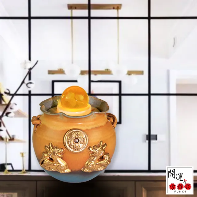 【開運方程式】黄金貔貅鶯歌陶瓷流水聚寶盆升級閃花釉料(入厝禮l客廳招財擺件l玄關風水擺設l新居開業送禮)