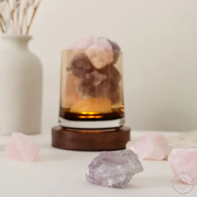 【SPANCONNY 飾品控】秘境探索 l 粉水晶x紫水晶x黑胡桃木燈座 l 水晶氣氛燈(桌燈/小夜燈/水晶燈)