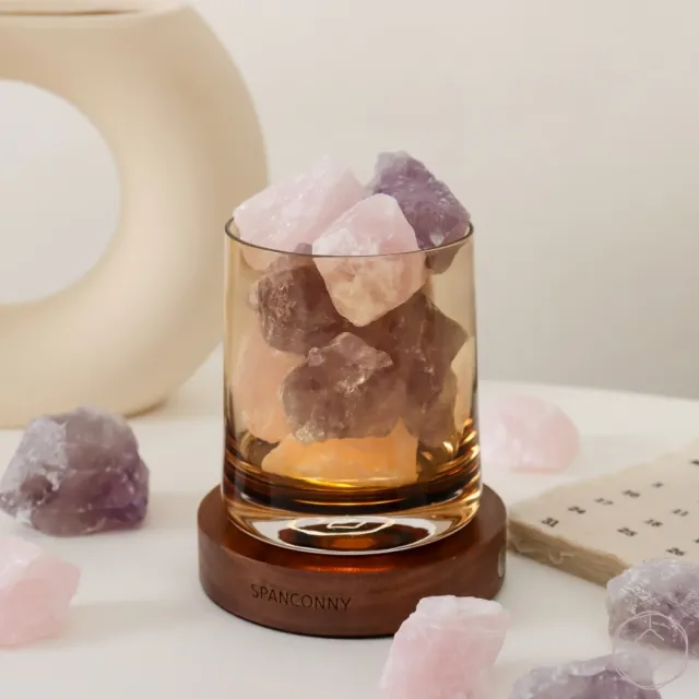 【SPANCONNY 飾品控】秘境探索 l 粉水晶x紫水晶x黑胡桃木燈座 l 水晶氣氛燈(桌燈/小夜燈/水晶燈)
