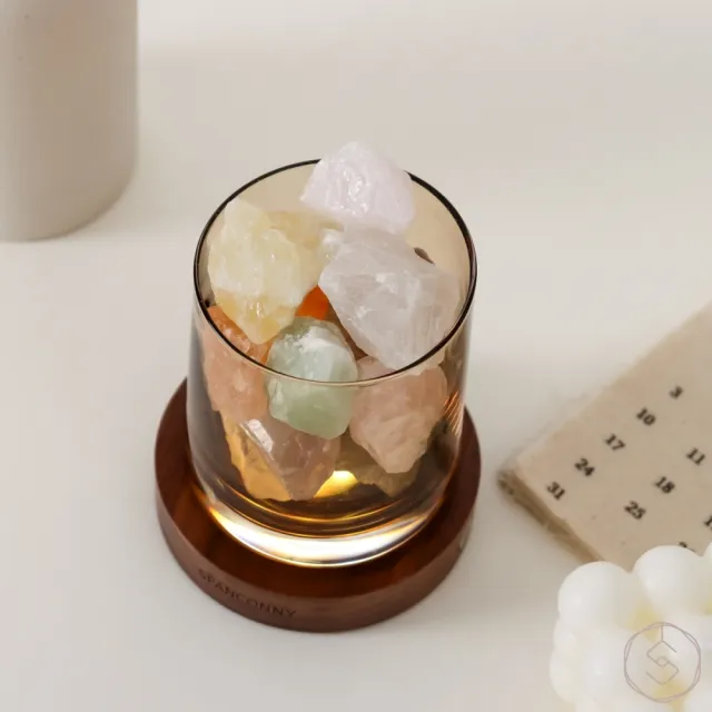 【SPANCONNY 飾品控】七心守護 l 七彩全效水晶/黑胡桃木燈座 l 水晶氣氛燈(桌燈/小夜燈/水晶燈)