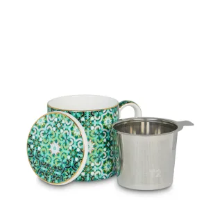 【T2 Tea】巴哈風格骨瓷馬克杯含濾茶器(青綠色 Baha Blends Mug Green Mug With Infuser)