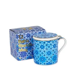 【T2 Tea】巴哈風格骨瓷馬克杯含濾茶器(藍色 Baha Blends Mug Blue Mug With Infuser)
