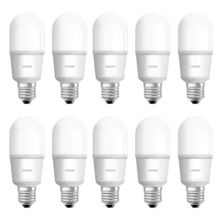 【Osram 歐司朗】12W E27燈座 小晶靈高效能燈泡 10入(適用各式狹窄燈具)