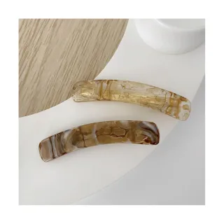 【INES】琥珀髮夾 一字髮夾/韓國設計復古透明琥珀一字鴨嘴夾 髮夾(2色任選)
