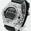 【CASIO 卡西歐】G-SHOCK 個性金屬三重指示器休閒錶-黑X銀 GM-6900-1DR/48.7mm