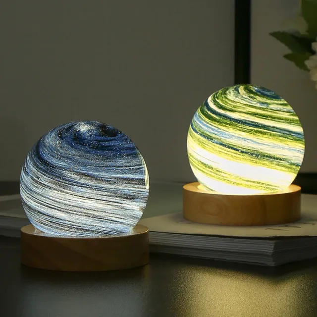 【SKYOCEAN】LED三色溫USB充電式星球智能觸控拍拍小夜燈 無段式調光 星空床頭檯燈桌燈(星空款)