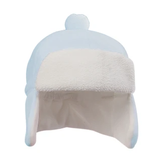 【VIVIBABY】托比熊鴨舌帽 絨球遮耳帽(藍/白/粉 帽子 嬰兒用品 寶寶帽 嬰兒帽)