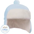 【VIVIBABY】托比熊鴨舌帽 絨球遮耳帽(藍/白/粉 帽子 嬰兒用品 寶寶帽 嬰兒帽)