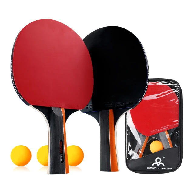 【神崎家居】ITTF認證拍面長柄乒乓球拍套裝(2拍+3球)