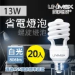 【UNIMAX 美克斯】13W 省電燈泡 E27 螺旋球泡 20入組(省電 節能)