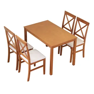 【RICHOME】北歐風實木餐桌椅組(1桌4椅)