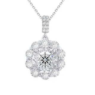 【King Star】買一送一 GIA 一克拉Dcolor 18K金 天然鑽石項鍊 璀璨(三克拉視覺效果)