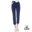 【Lynx Golf】首爾高桿風格！女款彈性舒適腰圍剪接D型環設計前袋配色窄管九分褲(二色)
