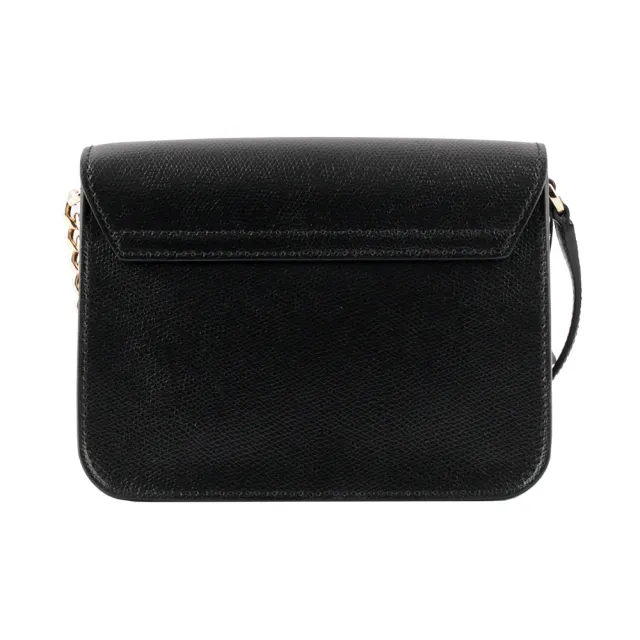 【FURLA 芙拉】Metropolis 壓紋牛皮金鍊翻蓋迷你斜背包(黑色)
