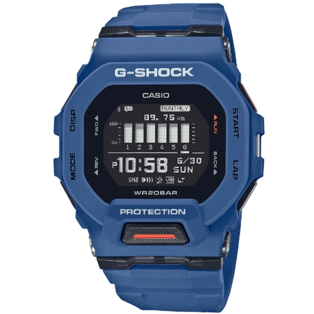 CASIO 卡西歐 G-SHOCK 纖薄運動系藍芽計時手錶-海軍藍 GBD-200-2