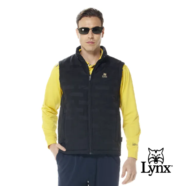 【Lynx Golf】男款防風防潑水保暖刷毛內裡緹織配布剪裁3M反光印花無袖背心(二色)