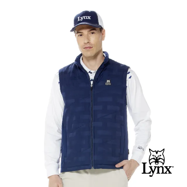 【Lynx Golf】男款防風防潑水保暖刷毛內裡緹織配布剪裁3M反光印花無袖背心(二色)