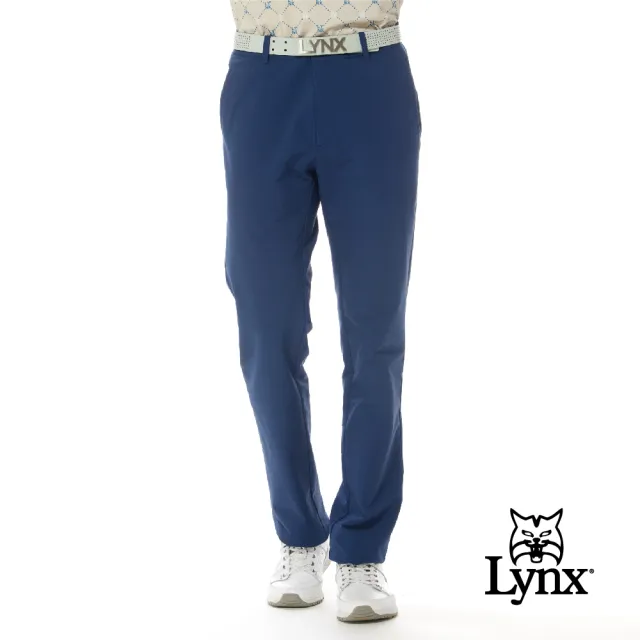 【Lynx Golf】男款保暖防風防潑水凹凸印LOGO設計兩側剪接羅紋造型平口休閒長褲(二色)