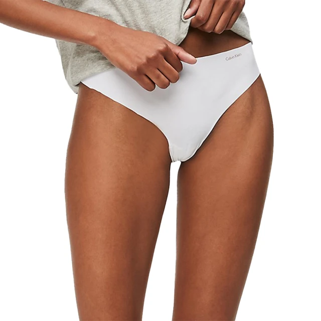 【Calvin Klein 凱文克萊】Invisibles Seamless Thong 女內褲 絲質無痕高彈力 丁字褲/CK內褲(白色)