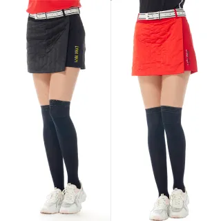 【Lynx Golf】首爾高桿風格！女款防潑水彈性舒適風衣布壓紋剪裁造型隱形拉鍊設計運動褲裙(二色)