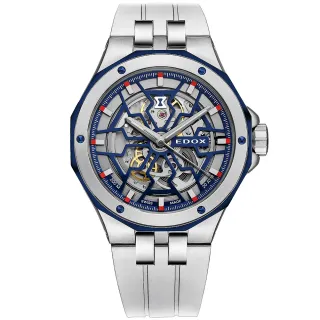 【EDOX 伊度】Delfin Mecano 魔幻巡洋 鏤空200米機械錶/43mm 聖誕節 禮物(E85303.357BUCAB.BUIRB)