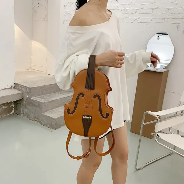 【I.Dear】雙11 歐美創意仿真小提琴PU皮革斜背雙肩後背包(復古/音樂藝術)