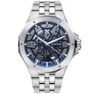 【EDOX 伊度】Delfin 魔幻巡洋系列鏤空潛水機械錶 99狂買節(E85303.3M.BUIGB)