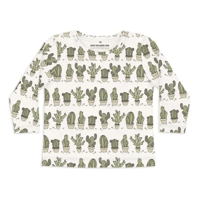 【Sleep No More】100% 有機棉兒童圓領持長袖上衣-仙人掌