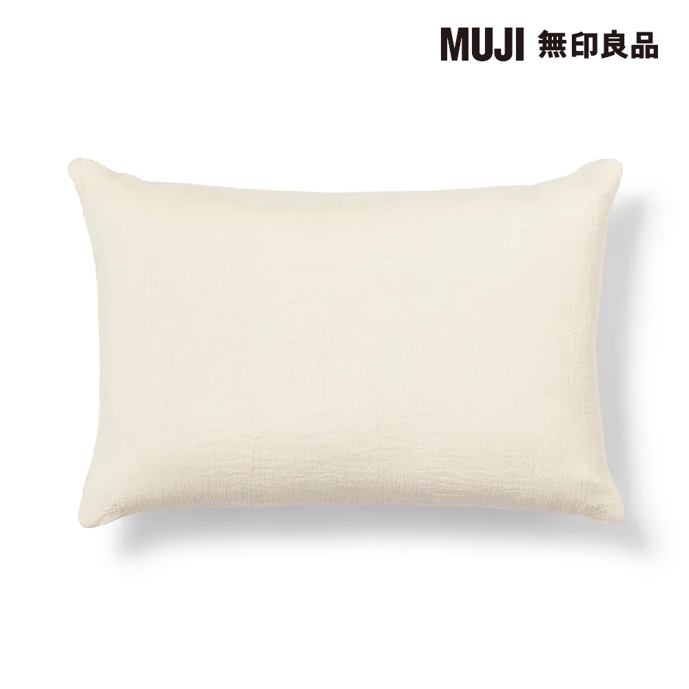 【MUJI 無印良品】萊賽爾混二重紗織枕套/43/淺米