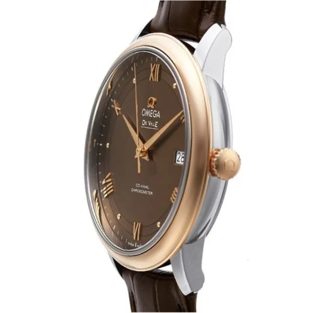 【OMEGA 歐米茄】碟飛系列經典咖啡色腕錶x玫瑰金x39.5mm(424.23.40.20.13.001)