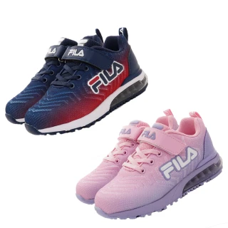【童鞋520】FILA童鞋-氣墊慢跑運動款2色任選(3-J402X-313/951-藍紅/粉紫-19-24cm)