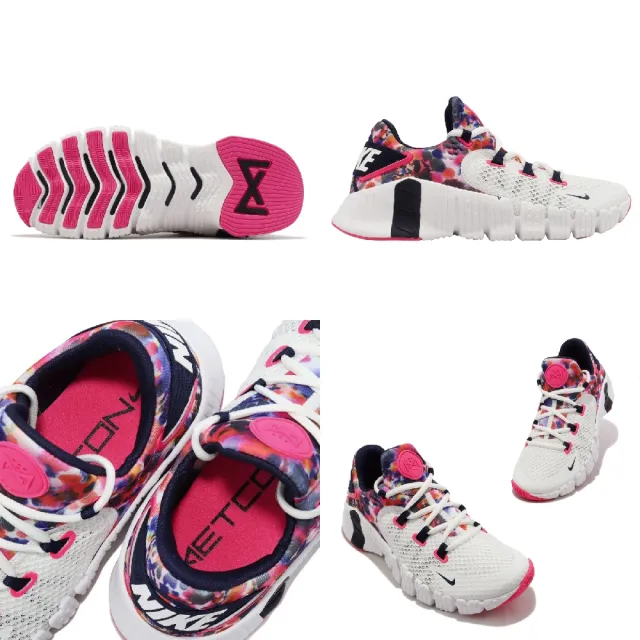 【NIKE 耐吉】訓練鞋 Wmns Free Metcon 4 女鞋 白 紫紅 紮染 支撐 重訓 運動鞋(CZ0596-101)