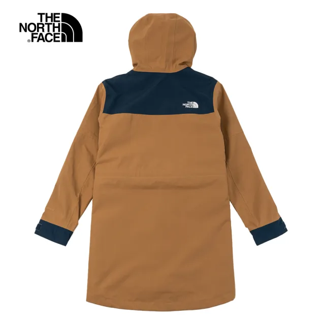 The North Face】北面女款棕色防水透氣寬鬆長版衝鋒衣｜7WBR173 - momo