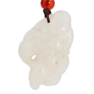 【JA-ME】天然和田玉羊脂白玉童子戲獸項鍊(年終慶/年貨節/招財開運/現貨/僅此一件)